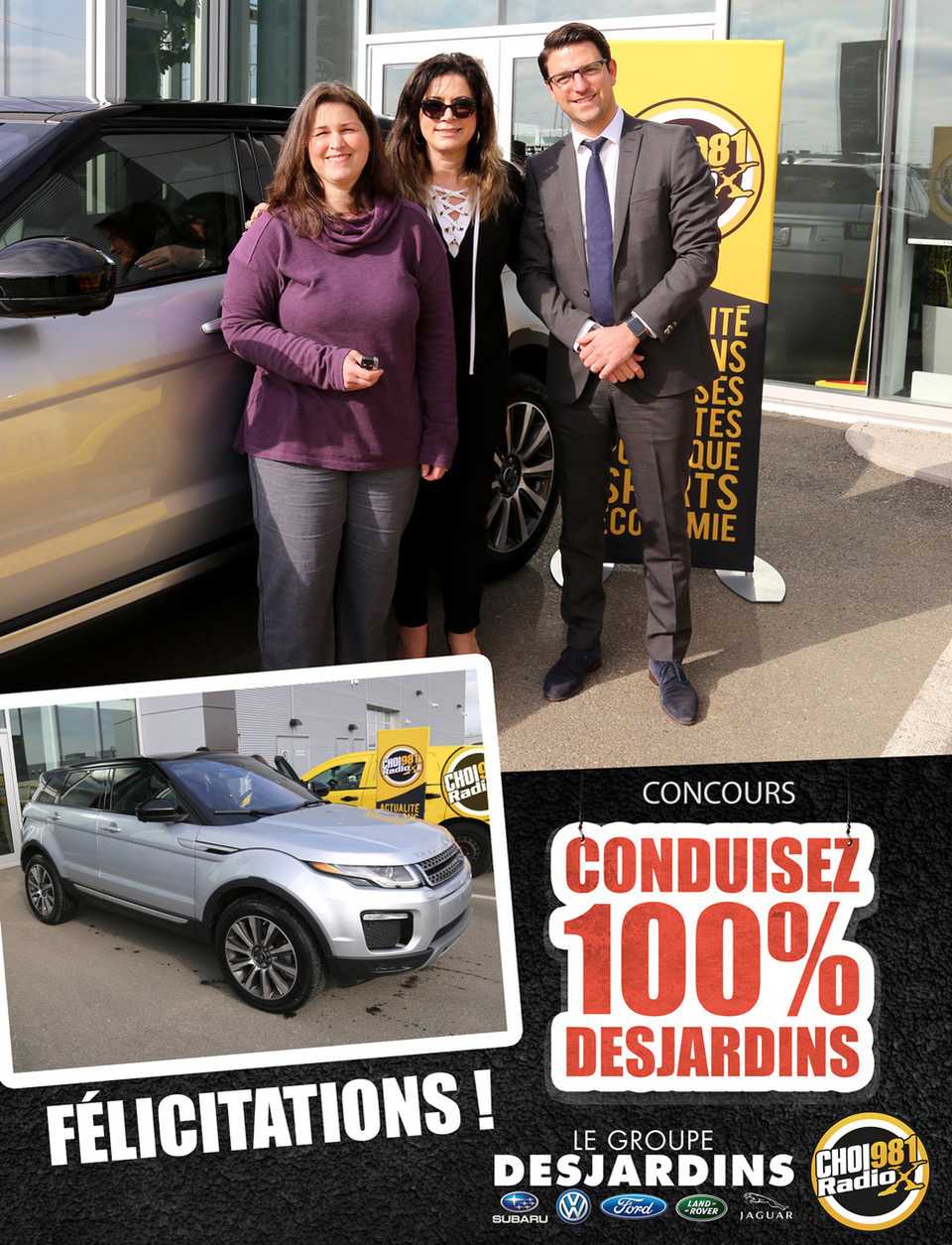 Le concours Roulez 100% Desjardins fait une heureuse Le concours Roulez 100% Desjardins fait une heureuse