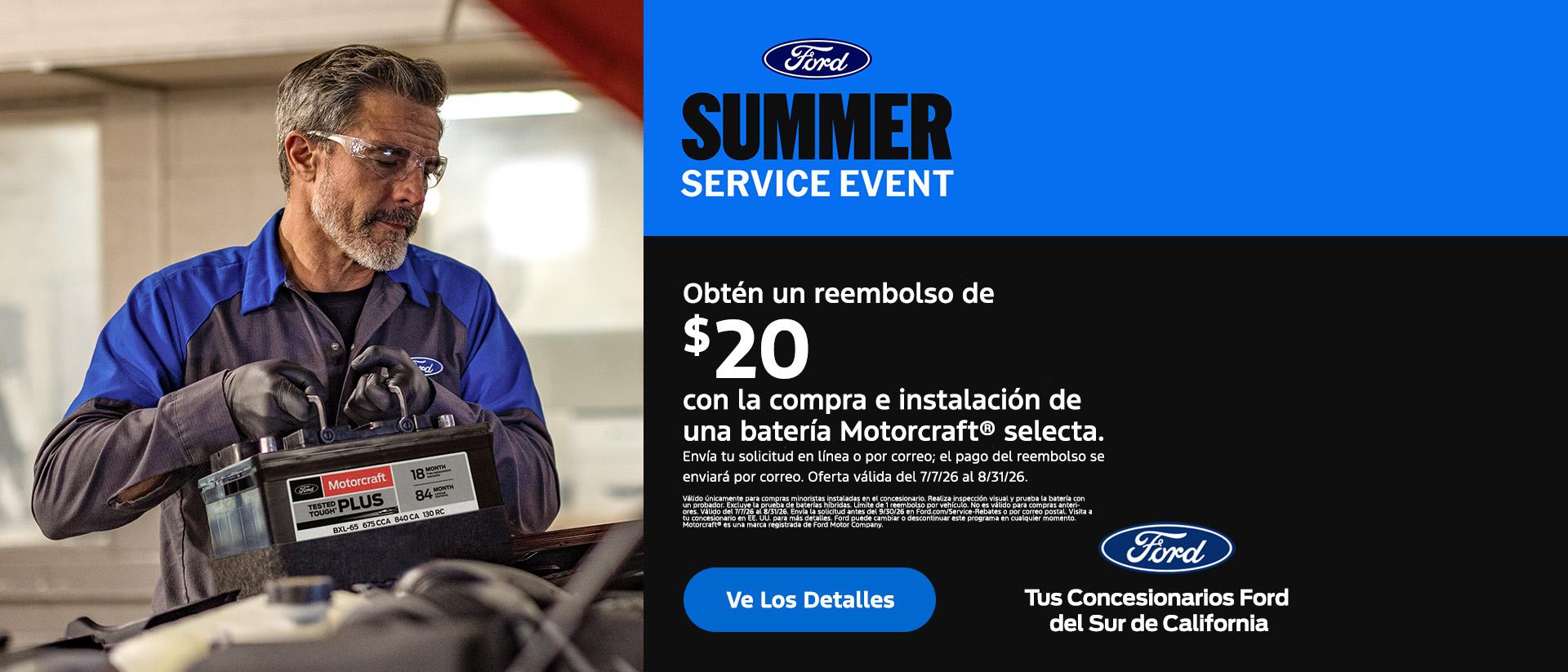 Evento de Servicio de Verano de Ford: Reembolso de $20 en baterías Motorcraft | Concesionarios Ford del Sur de California Evento de Servicio de Verano de Ford: Reembolso de $20 en baterías Motorcraft | Concesionarios Ford del Sur de California