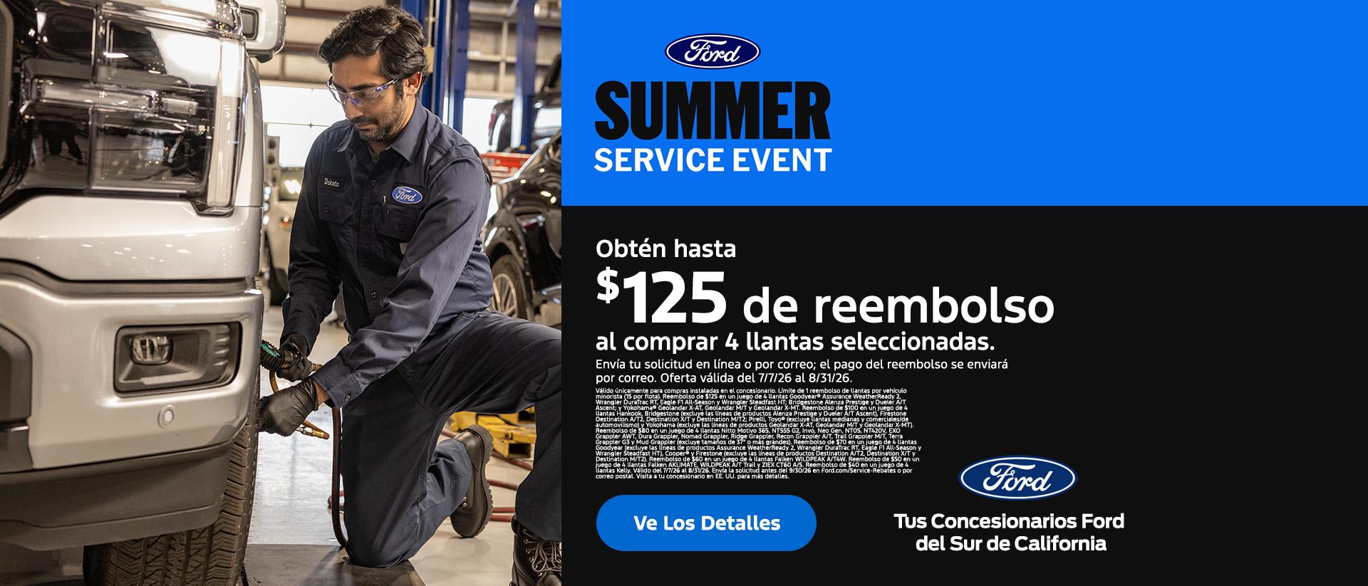Evento de Servicio de Verano de Ford: Hasta $125 de reembolso en neumáticos | Concesionarios Ford del Sur de California Evento de Servicio de Verano de Ford: Hasta $125 de reembolso en neumáticos | Concesionarios Ford del Sur de California