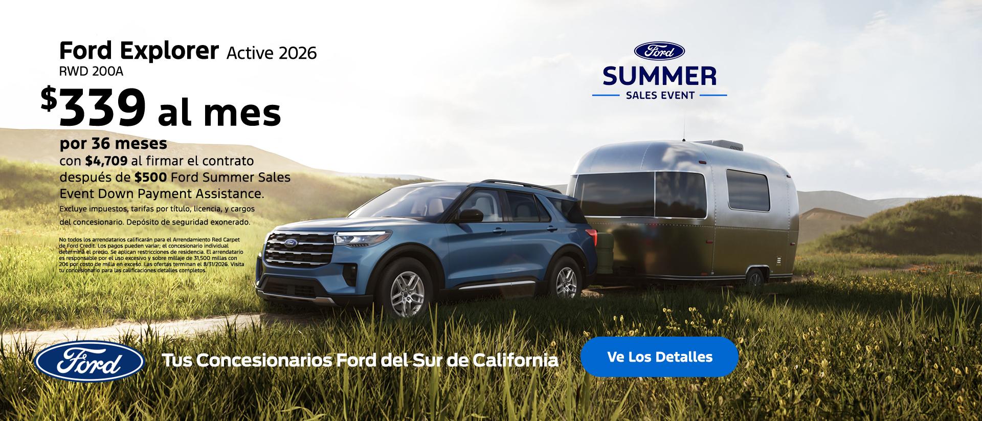Evento de Ventas de Verano de Ford: Oferta de arrendamiento de la Ford Explorer 2026 | Concesionarios Ford del Sur de California