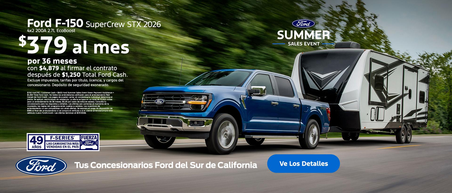 Evento de Ventas de Verano de Ford: Oferta de arrendamiento de la Ford F-150 2026 | Concesionarios Ford del Sur de California