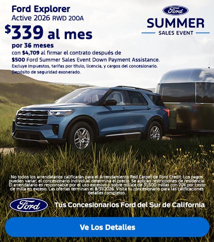 Evento de Ventas de Verano de Ford: Oferta de arrendamiento de la Ford Explorer 2026 | Concesionarios Ford del Sur de California