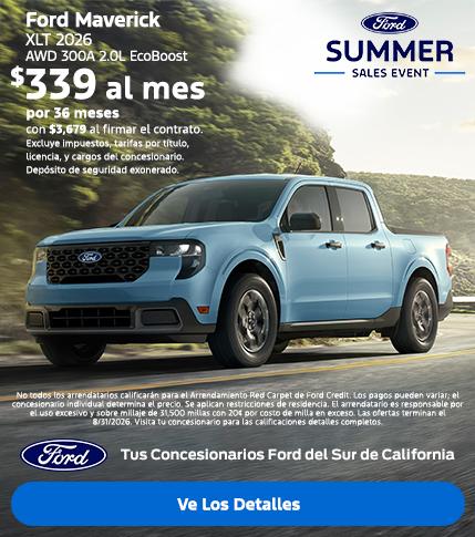 Evento de Ventas de Verano de Ford: Oferta de arrendamiento de la Ford Maverick 2026 | Concesionarios Ford del Sur de California
