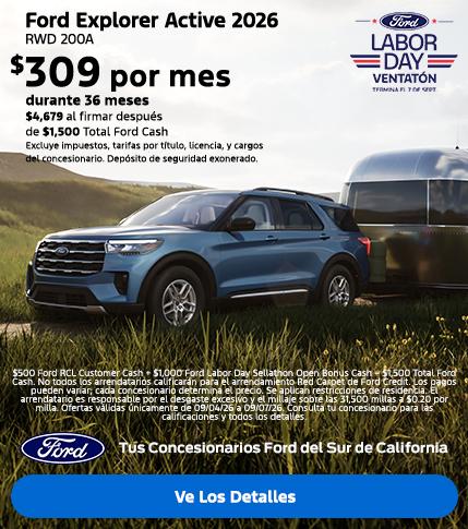 Gran Evento de Ventas Ford del D&iacute;a del Trabajo 2026: Oferta de arrendamiento del Ford Explorer 2026 | Concesionarios Ford del Sur de California