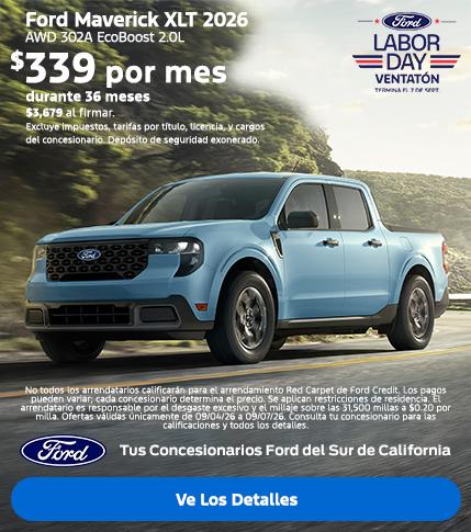 Gran Evento de Ventas Ford del D&iacute;a del Trabajo 2026: Oferta de arrendamiento del Ford Maverick 2026 | Concesionarios Ford del Sur de California