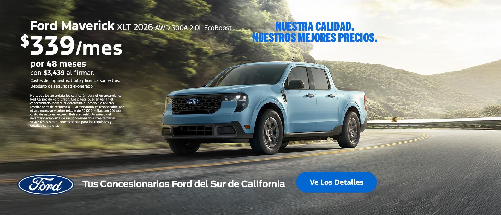 Oferta de arrendamiento del Ford Maverick 2026 | Concesionarios Ford del Sur de California