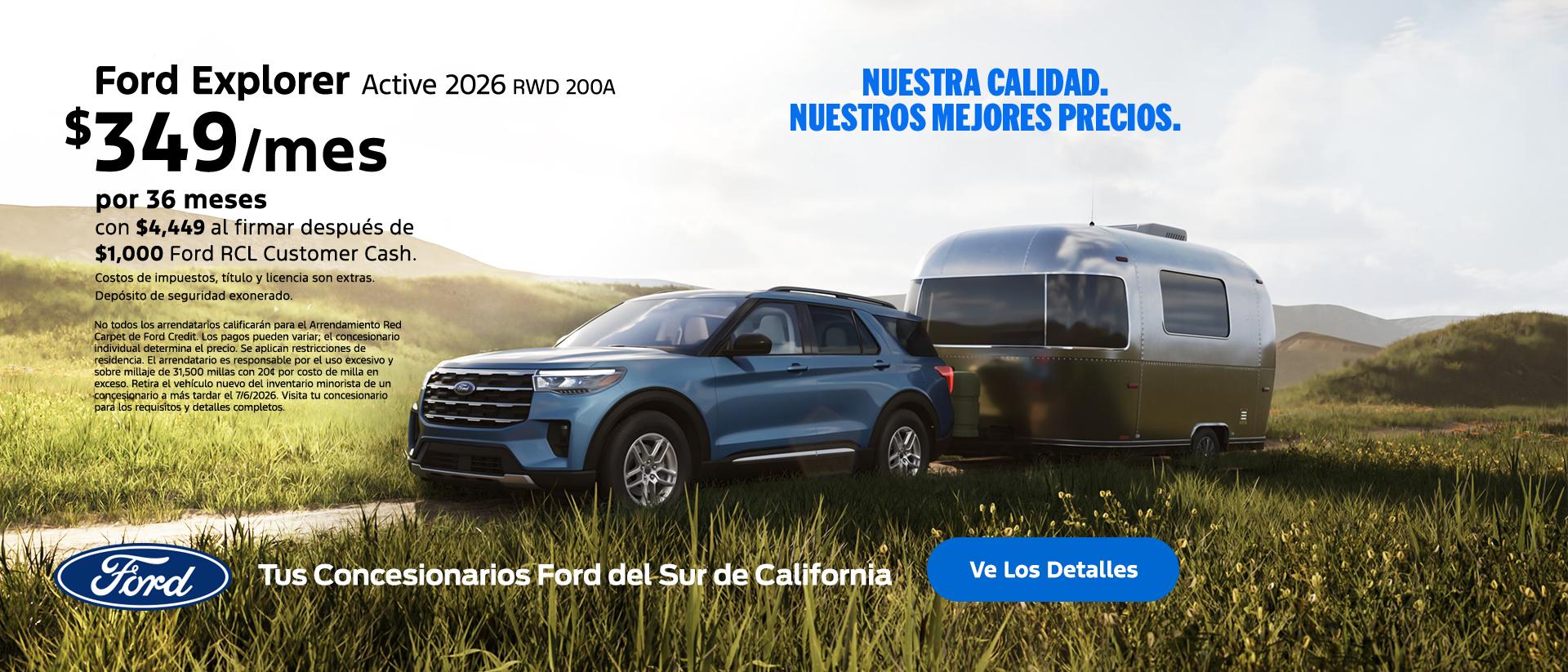 Valor estadounidense para los valores estadounidenses: Oferta de arrendamiento del Ford Explorer 2026 | Concesionarios Ford del Sur de California