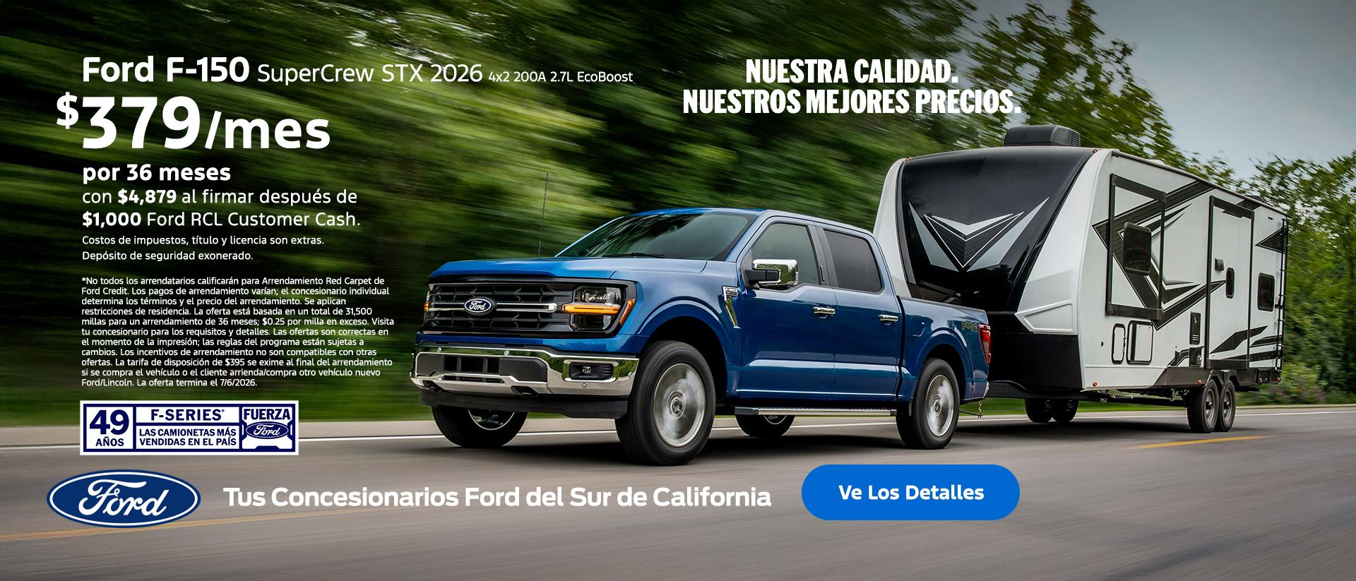 Valor estadounidense para los valores estadounidenses: Oferta de arrendamiento del Ford F-150 2026 | Concesionarios Ford del Sur de California
