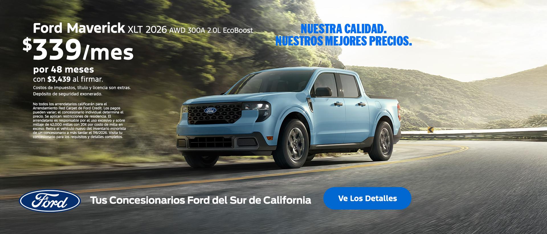 Valor estadounidense para los valores estadounidenses: Oferta de arrendamiento del Ford Maverick 2026 | Concesionarios Ford del Sur de California