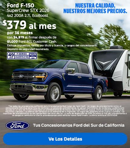 Valor estadounidense para valores estadounidenses: Precios de empleado de Ford para todos. Oferta de arrendamiento del Ford F-150 2026 disponible en los concesionarios Ford del sur de California.