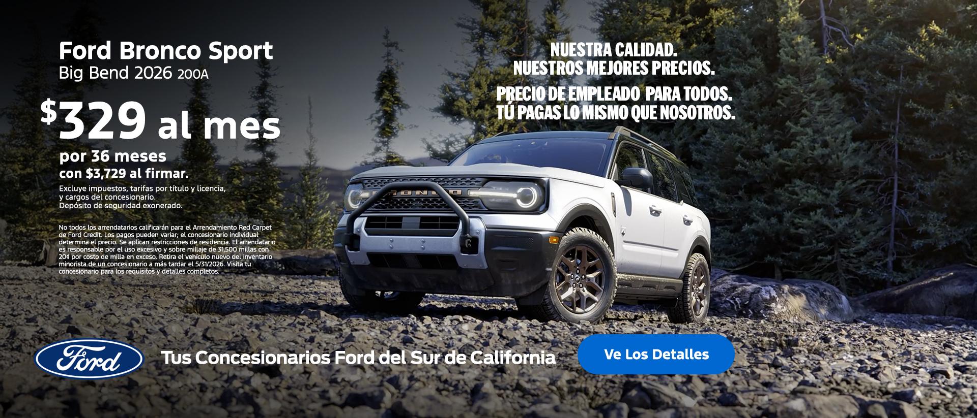 American Value for American Values: Ford Employee Pricing for All - You Pay What We Pay | 2026 Ford Bronco Sport Lease Offer | Southern California Ford Dealers