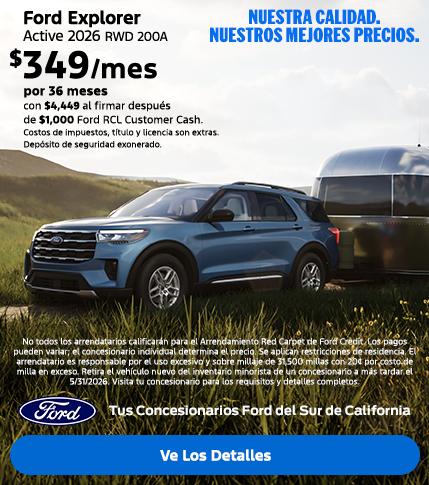 Oferta de arrendamiento del Ford Explorer 2026 | Concesionarios Ford del Sur de California