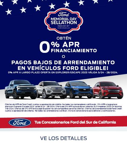 0% APR Financing -OR- Low Lease Payments on Select Vehicles | Memorial Day Sellathon | Southern California Ford Dealers