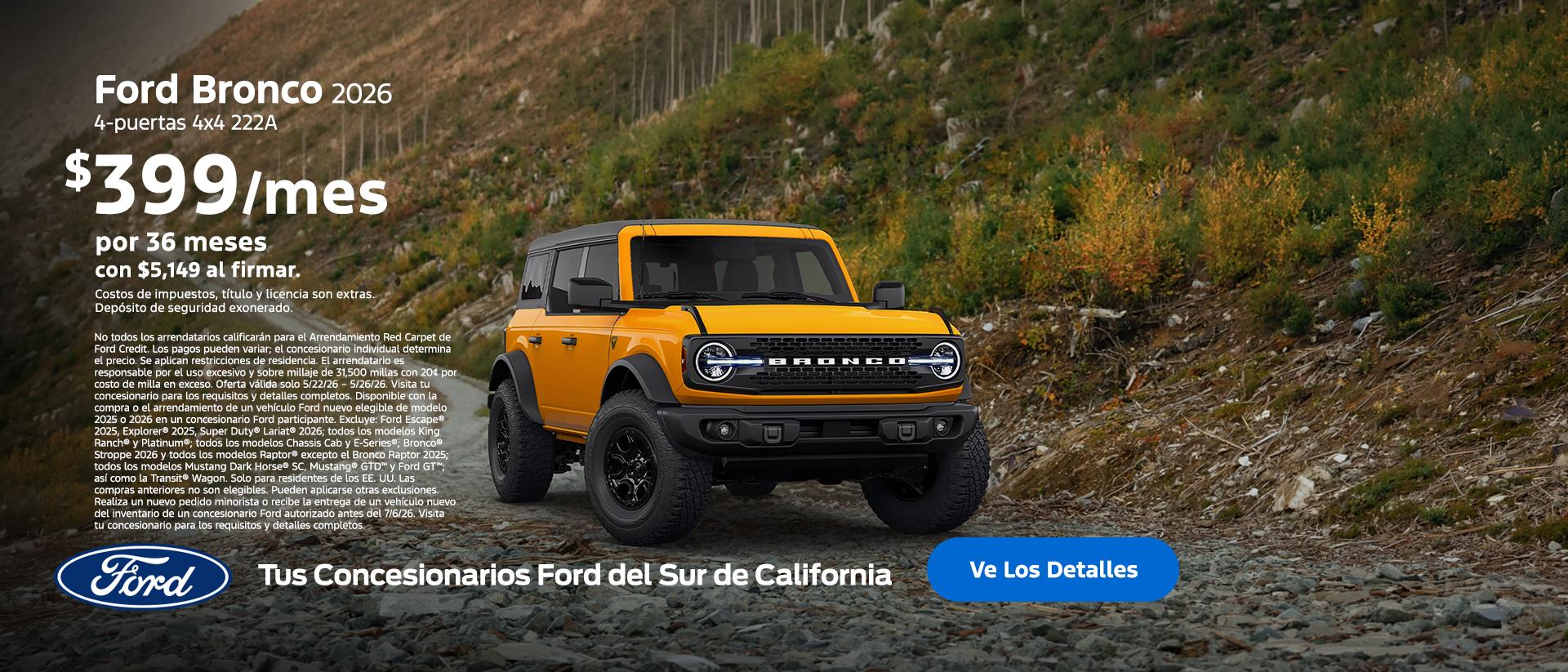 Gran Venta del Memorial Day de Ford 2026 | Precios para Empleados Ford | Arrendamiento del Ford Bronco 2026 | Concesionarios Ford del Sur de California