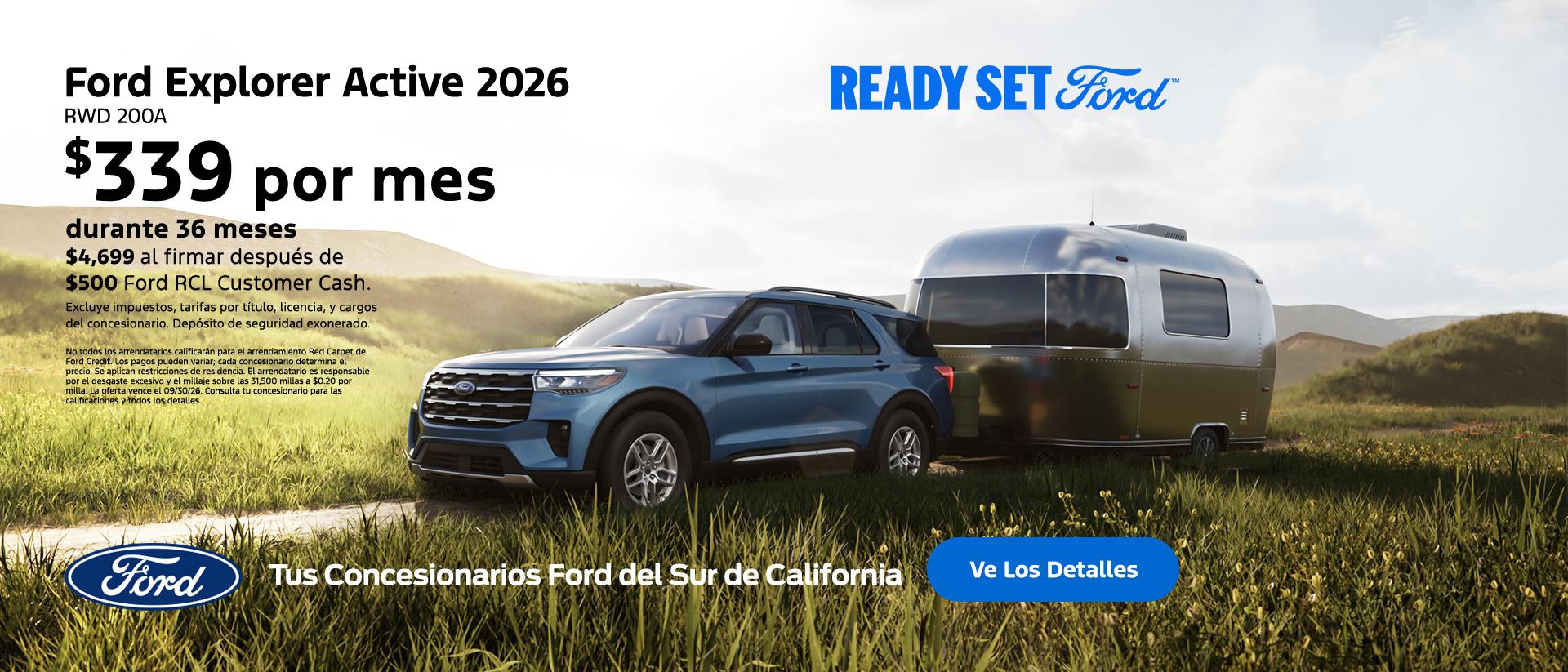 Ready Set Ford: Oferta de arrendamiento del Ford Explorer 2026 en los concesionarios Ford del sur de California