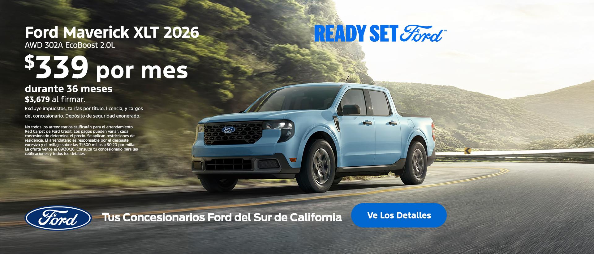 Ready Set Ford: Oferta de arrendamiento del Ford Maverick 2026 en los concesionarios Ford del sur de California
