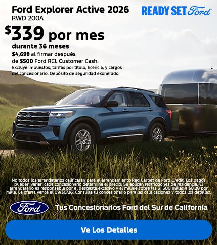 Ready Set Ford: Oferta de arrendamiento del Ford Explorer 2026 en los concesionarios Ford del sur de California