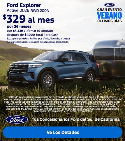 Evento de Ventas de Verano de Ford &Uacute;ltimos d&iacute;as: Oferta de arrendamiento de la Ford Explorer 2026 | Concesionarios Ford del Sur de California