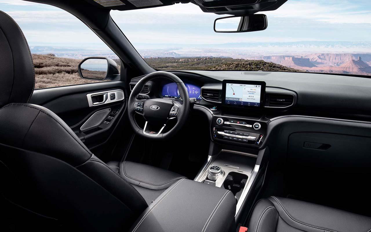 Inside of a 2022 Ford Explorer ST looking out the window