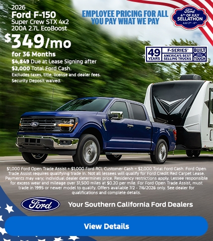 Ford's 4th of July Sellathon 2026 | American Value for American Values: Ford Employee Pricing - You Pay What We Pay | 2026 Ford F-150 Lease | Southern California Ford Dealers Ford's 4th of July Sellathon 2026 | American Value for American Values: Ford Employee Pricing - You Pay What We Pay | 2026 Ford F-150 Lease | Southern California Ford Dealers