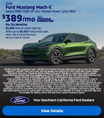 2026 Ford Mustang Mach-E Select Lease Offers | Southern California Ford Dealers