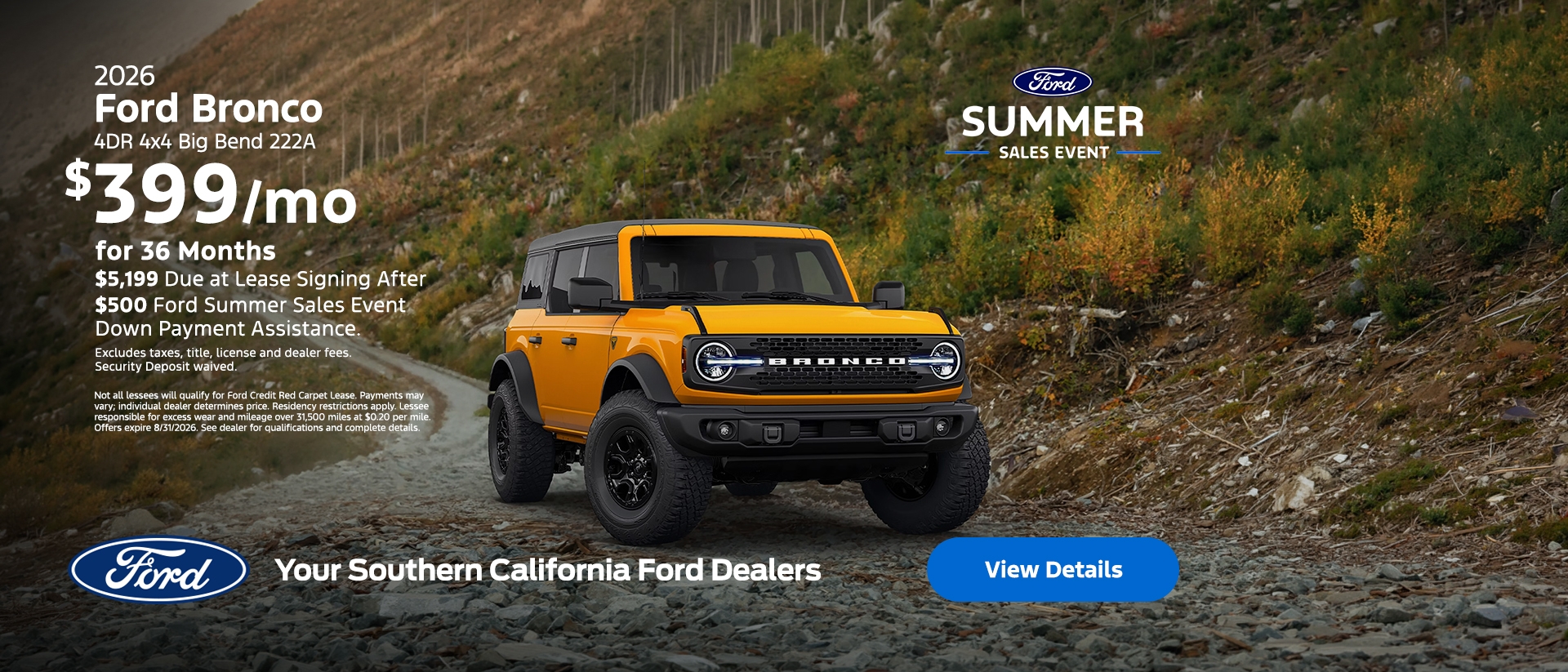 Ford Summer Sales Event: 2026 Ford Bronco Lease Offer | Southern California Ford Dealers Ford Summer Sales Event: 2026 Ford Bronco Lease Offer | Southern California Ford Dealers