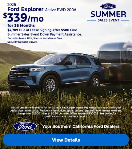 Ford Summer Sales Event: 2026 Ford Explorer Lease Offer | Southern California Ford Dealers Ford Summer Sales Event: 2026 Ford Explorer Lease Offer | Southern California Ford Dealers