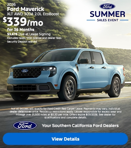 Ford Summer Sales Event: 2026 Ford Maverick Lease Offer | Southern California Ford Dealers Ford Summer Sales Event: 2026 Ford Maverick Lease Offer | Southern California Ford Dealers