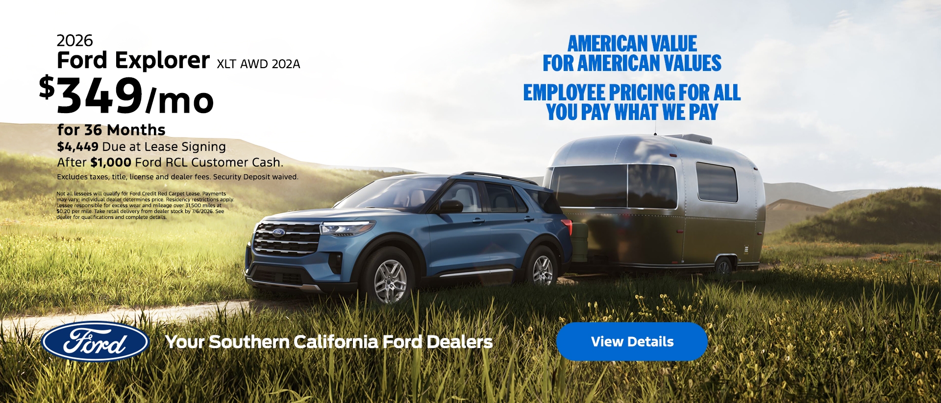 American Value for American Values: Ford Employee Pricing - You Pay What We Pay | 2026 Ford Explorer Lease | Southern California Ford Dealers