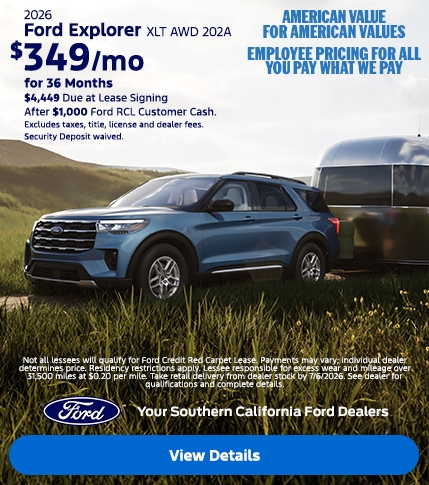 American Value for American Values: Ford Employee Pricing - You Pay What We Pay | 2026 Ford Explorer Lease | Southern California Ford Dealers