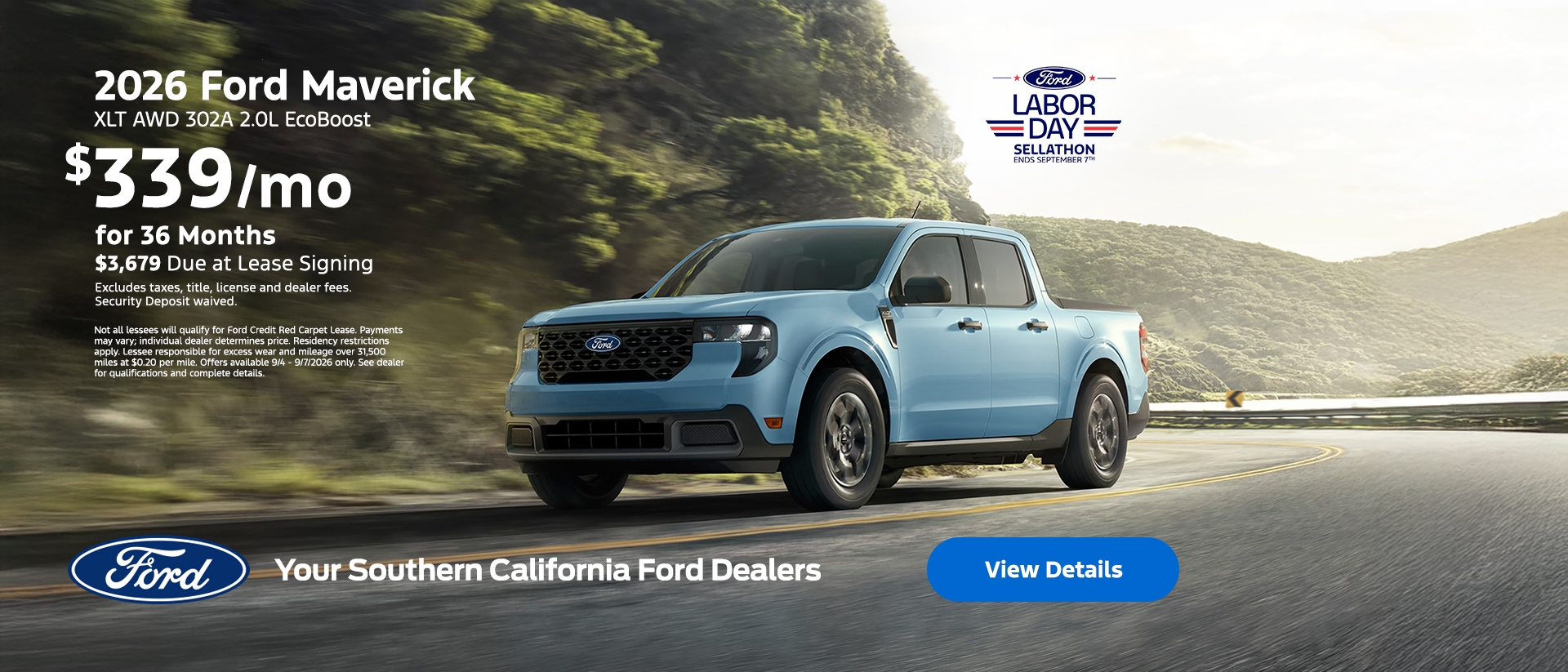 Ford Labor Day Sellathon 2026: 2026 Ford Maverick Lease Offer | Southern California Ford Dealers Ford Labor Day Sellathon 2026: 2026 Ford Maverick Lease Offer | Southern California Ford Dealers