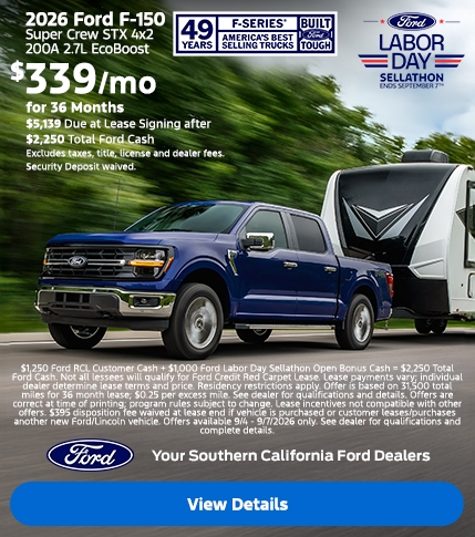 Ford Labor Day Sellathon 2026: 2026 Ford F-150 STX Lease Offer | Southern California Ford Dealers Ford Labor Day Sellathon 2026: 2026 Ford F-150 STX Lease Offer | Southern California Ford Dealers