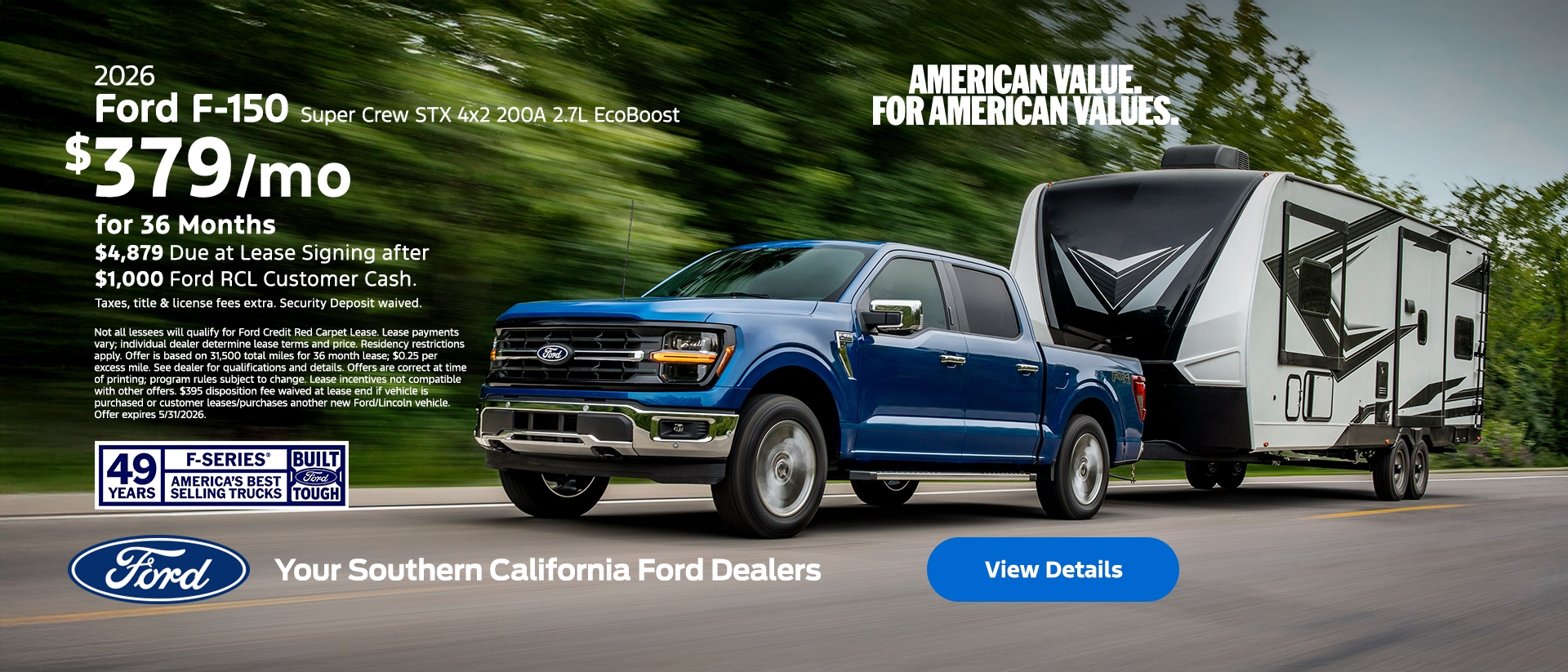 American Value For American Values: 2026 Ford F-150 Lease Offer | Southern California Ford Dealers American Value For American Values: 2026 Ford F-150 Lease Offer | Southern California Ford Dealers
