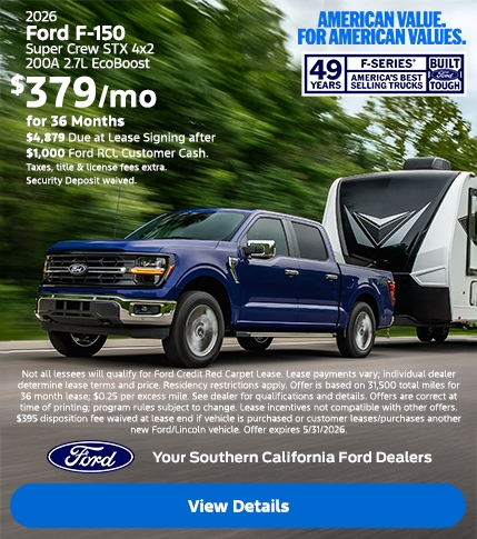 American Value For American Values: 2026 Ford F-150 Lease Offer | Southern California Ford Dealers American Value For American Values: 2026 Ford F-150 Lease Offer | Southern California Ford Dealers