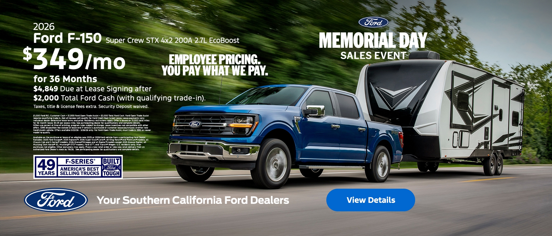 Ford Memorial Day Sellathon 2026 | Ford Employee Pricing | American Value For American Values: 2026 Ford F-150 Lease Offer | Southern California Ford Dealers Ford Memorial Day Sellathon 2026 | Ford Employee Pricing | American Value For American Values: 2026 Ford F-150 Lease Offer | Southern California Ford Dealers