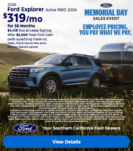 Ford Memorial Day Sellathon 2026 | Ford Employee Pricing | American Value For American Values: 2026 Explorer Lease Offer | Southern California Ford Dealers Ford Memorial Day Sellathon 2026 | Ford Employee Pricing | American Value For American Values: 2026 Explorer Lease Offer | Southern California Ford Dealers