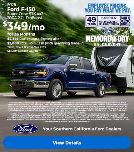 Ford Memorial Day Sellathon 2026 | Ford Employee Pricing | American Value For American Values: 2026 Ford F-150 Lease Offer | Southern California Ford Dealers Ford Memorial Day Sellathon 2026 | Ford Employee Pricing | American Value For American Values: 2026 Ford F-150 Lease Offer | Southern California Ford Dealers
