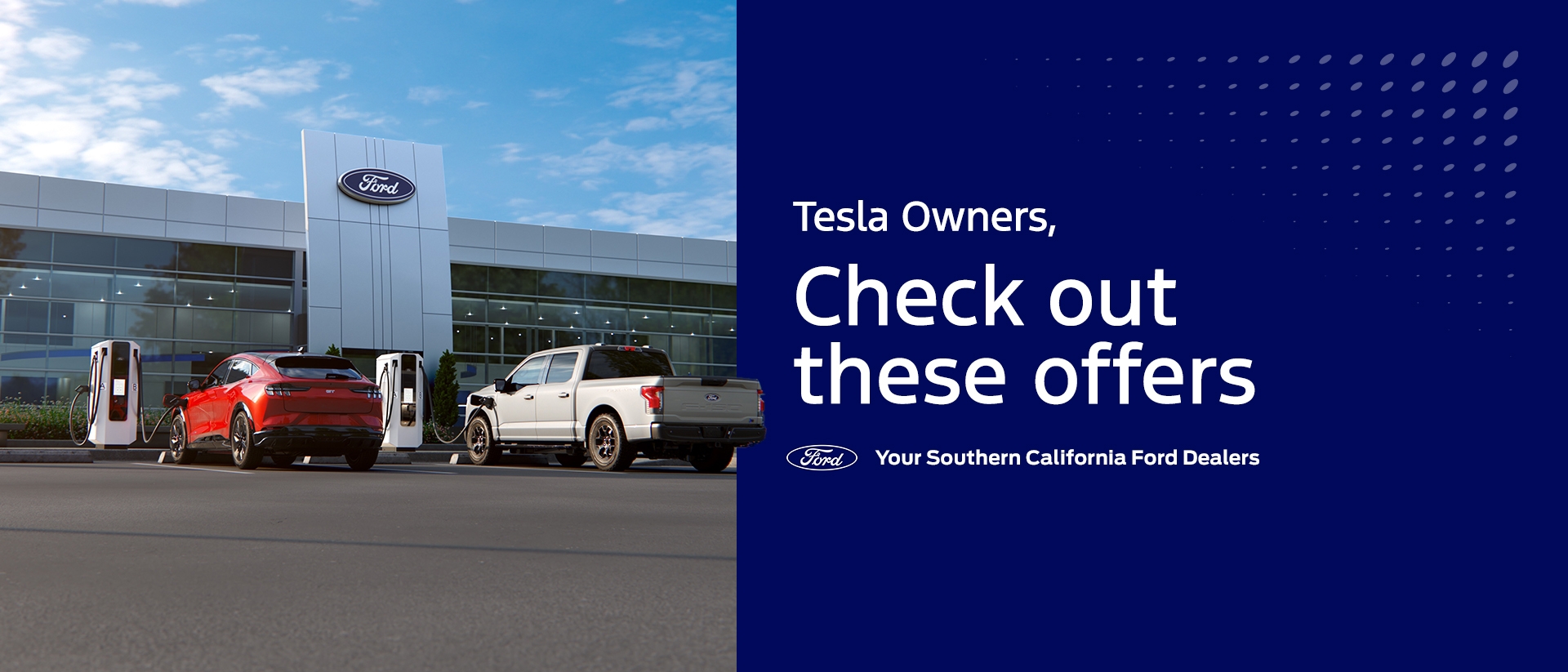 Tesla Conquest Offers | Lease and Retail Offers on Ford F-150 Lightning &amp; Ford Mustang Mach-E Models for Owners of RAM Vehicles | Southern California Ford Dealers