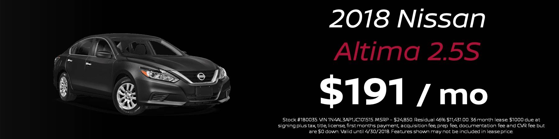 2018 Nissan Altima 2.5S Spring Special 2018 Nissan Altima 2.5S Spring Special