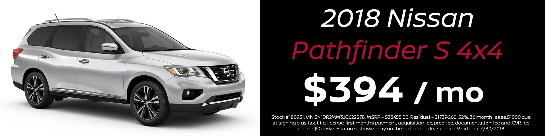 2018 Nissan Pathfinder S 4x4 Spring Special 2018 Nissan Pathfinder S 4x4 Spring Special