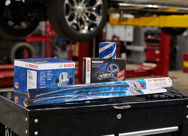 Bosch Auto Service high-quality parts, including wipers