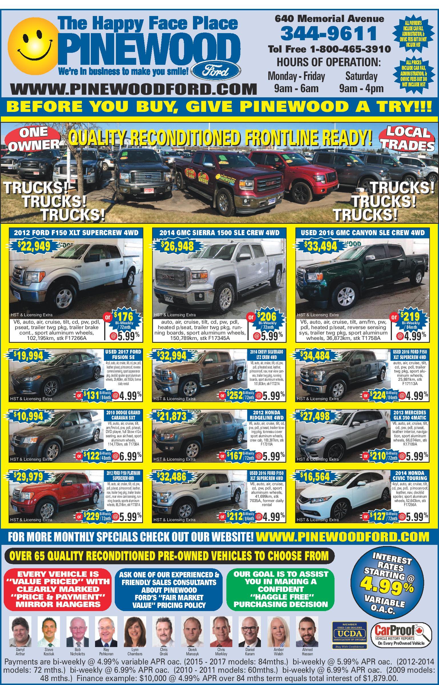 Used Vehicle Offers Thunder Bay Ford Dealer Pinewood Ford Limited